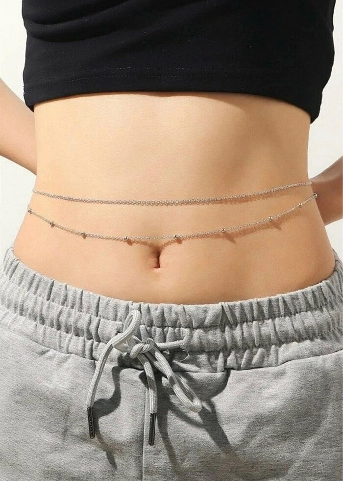 2?li Bel Zinciri Vücut Takısı Silver Takı - Görsel 2