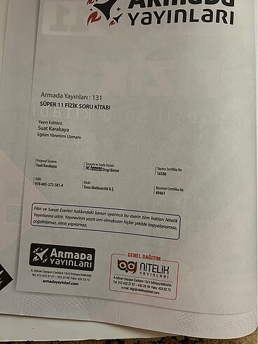 Armada Yayınları Süper Fizik 11 Soru Kitabı - Görsel 2