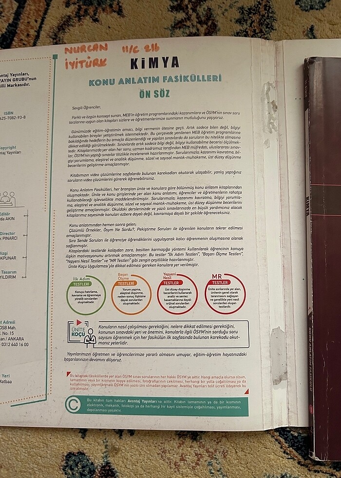 Avantaj Yayınları 11. Sınıf Kimya Konu Anlatım Fasikülleri - Görsel 3