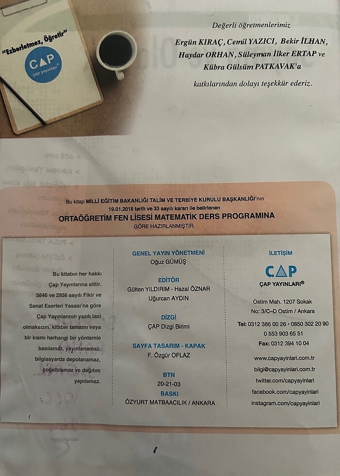 Çap Yayınları 10.Sınıf Fen Lisesi Matematik Seti - Görsel 3
