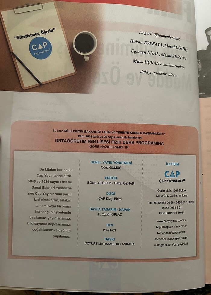 Çap Yayınları 9.Sınıf Fen Lisesi Fizik Seti - Görsel 3