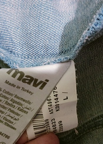 Düğmeli Mavi Kadın Kot Ceket - Görsel 4