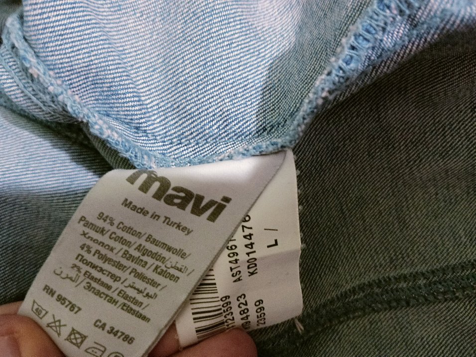 Düğmeli Mavi Kadın Kot Ceket - Görsel 4