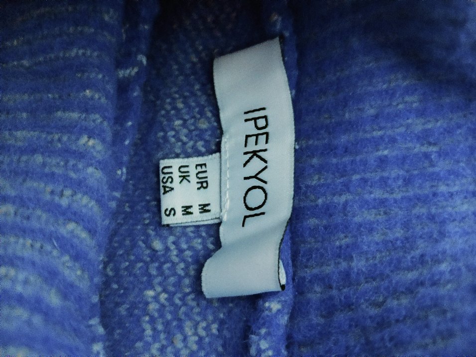 Mavi Zebra Desenli Boğazlı Kazak - Görsel 4