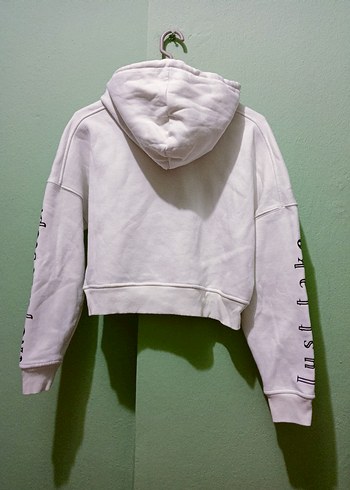 Beyaz Kapüşonlu Baskılı Sweatshirt - Görsel 2