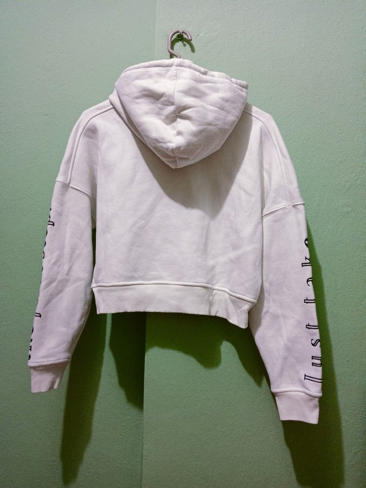 Beyaz Kapüşonlu Baskılı Sweatshirt - Görsel 2