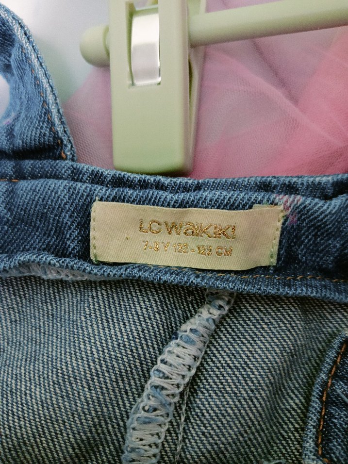 Kızlar için düğmeli kot tulum - Görsel 3