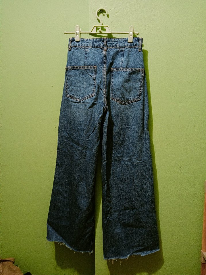 Geniş Kesim Midi Boy Kadın Kot Pantolon - Görsel 2