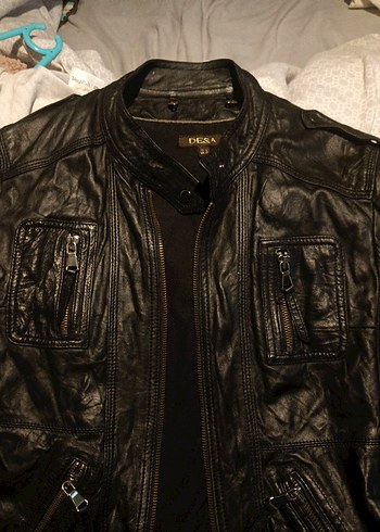 Siyah Deri Biker Ceket Kadın - Görsel 4