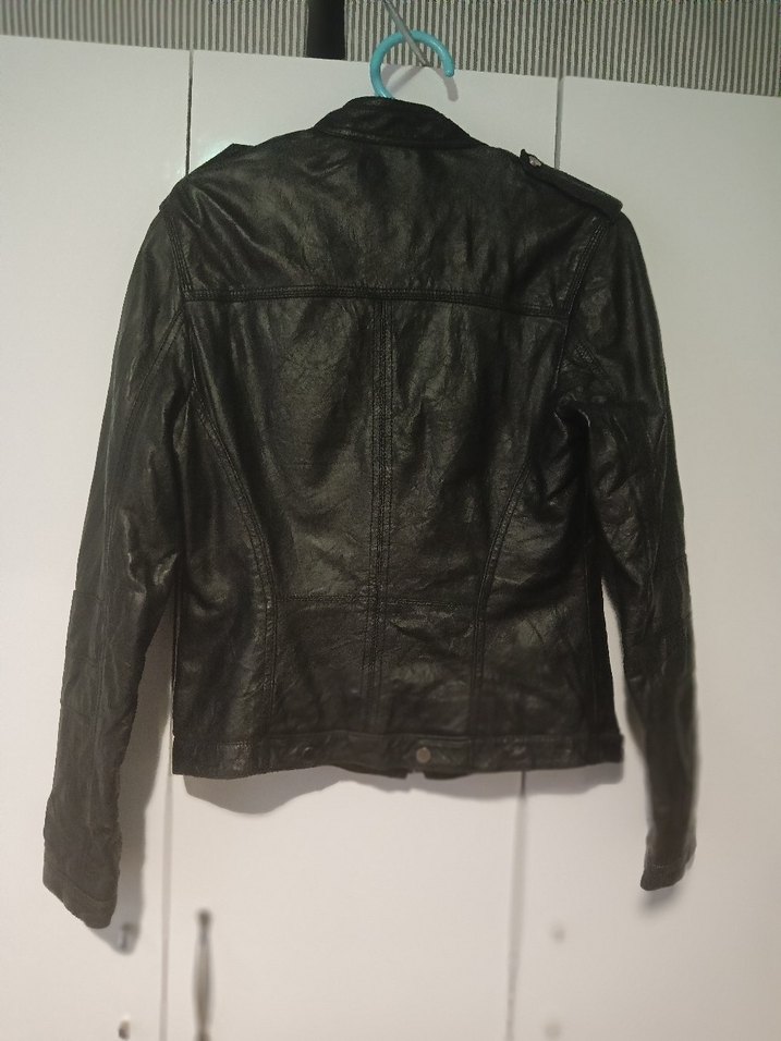 Siyah Deri Biker Ceket Kadın - Görsel 3