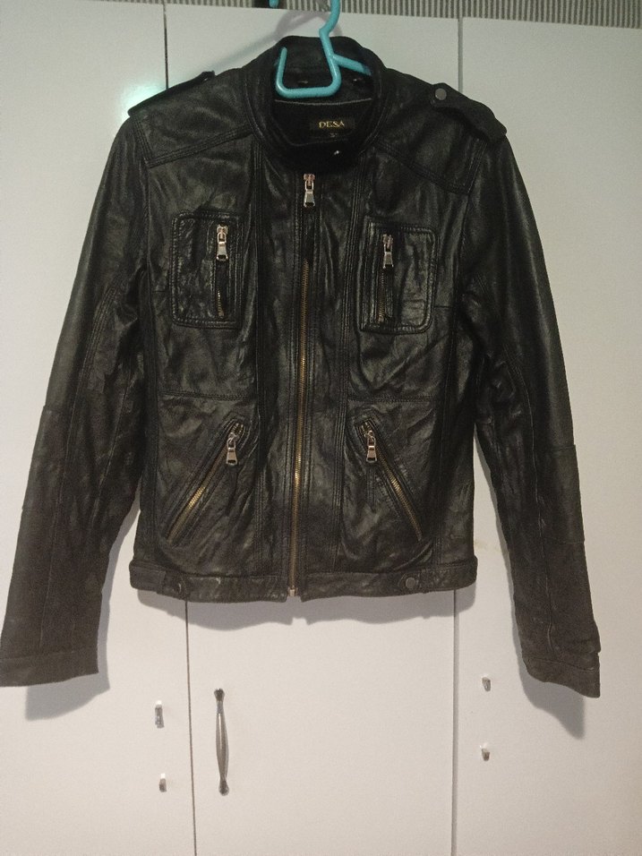 Siyah Deri Biker Ceket Kadın - Görsel 2