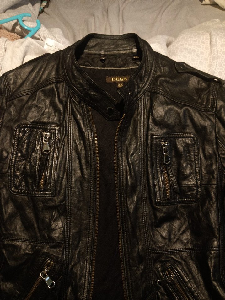 Siyah Deri Biker Ceket Kadın - Görsel 4