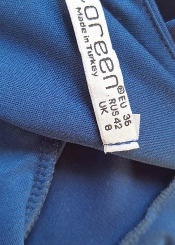 Mavi Uzun Kollu İşlemeli Abiye Elbise - Görsel 6