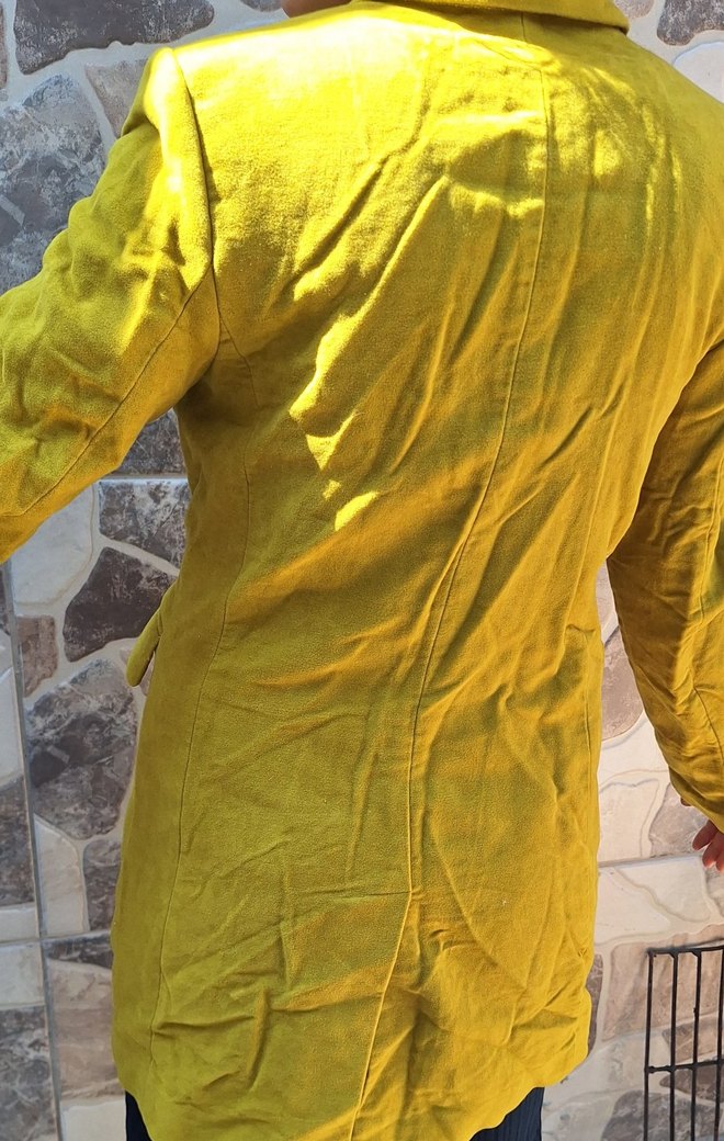 Sarı Düğmeli Keten Hamile Ceketi - Görsel 2