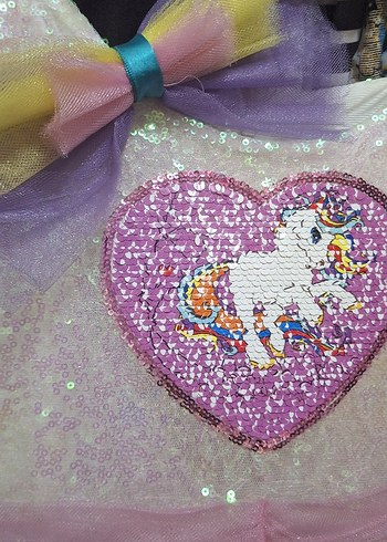 Kız Çocuk Çok Renkli Nakışlı Tül Elbise - Görsel 5