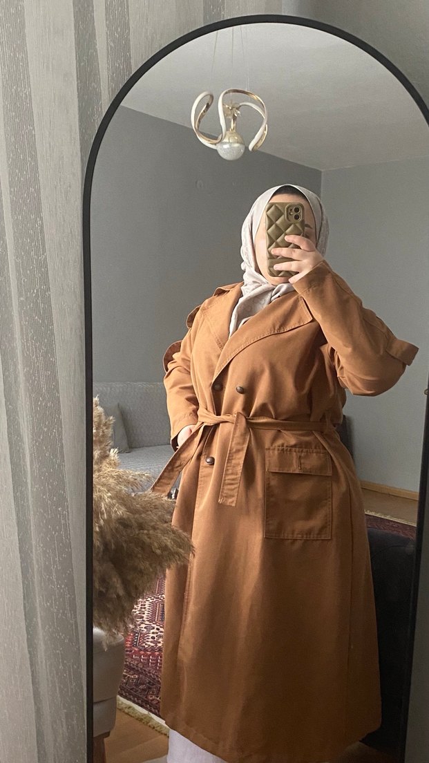 Bej Midi Kadın Trençkot - Görsel 5