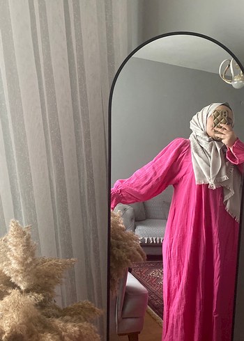 Pembe Bohem Tarzı Müslin  Kadın elbise - Görsel 5