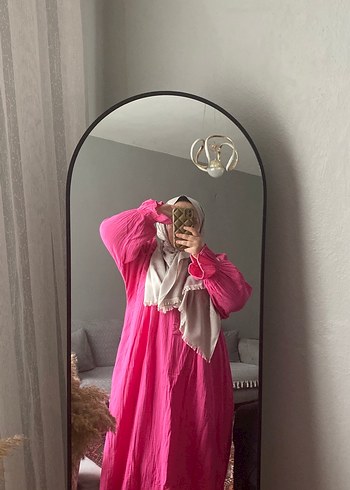 Pembe Bohem Tarzı Müslin  Kadın elbise - Görsel 2