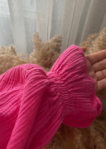 Pembe Bohem Tarzı Müslin  Kadın elbise - Görsel 7