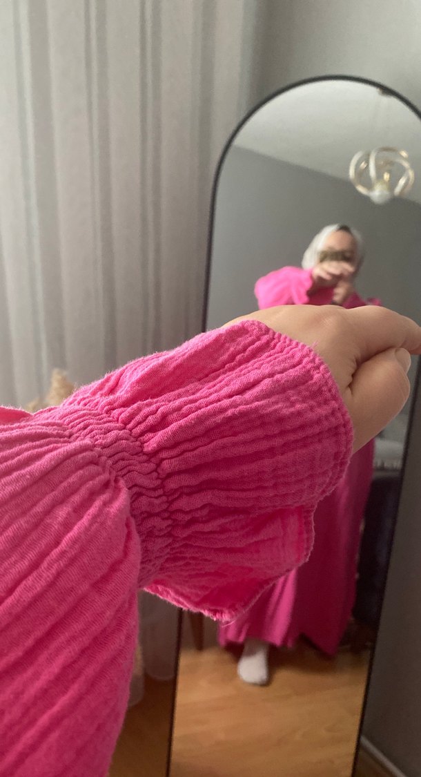 Pembe Bohem Tarzı Müslin  Kadın elbise - Görsel 4