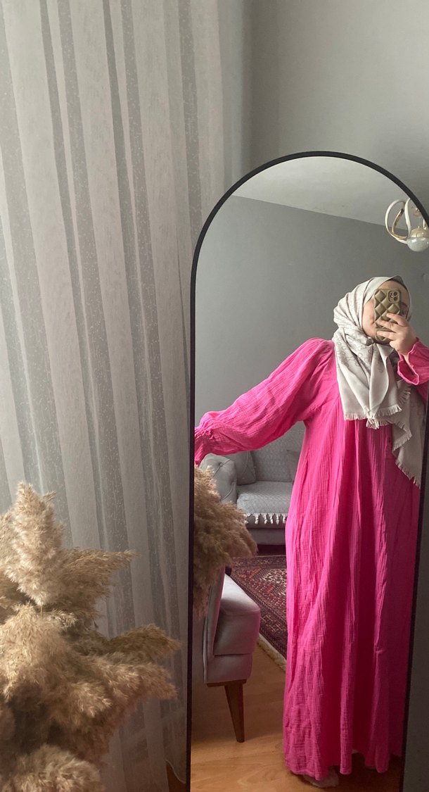 Pembe Bohem Tarzı Müslin  Kadın elbise - Görsel 5