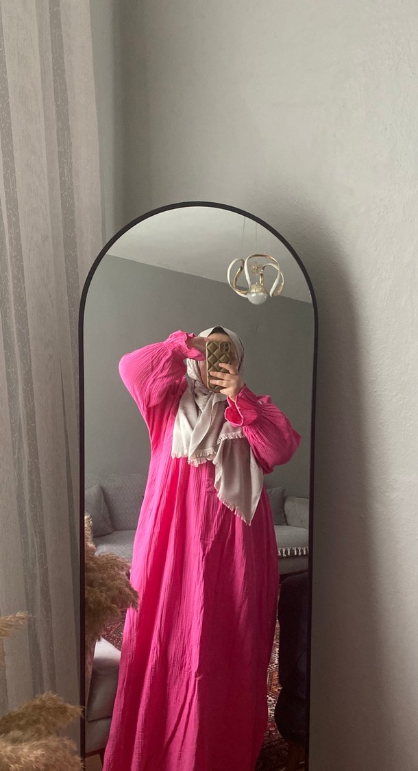 Pembe Bohem Tarzı Müslin  Kadın elbise - Görsel 2