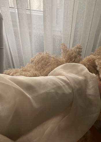 Şeffaf Bej Uzun Bohem Elbise - Görsel 7