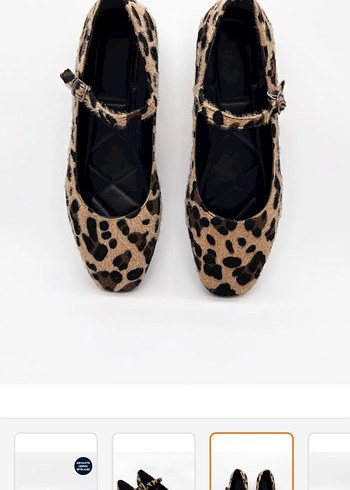 Zara Kahverengi Leopar Desenli Süet Kadın Babet