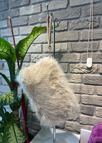 Beyaz Kürklü Bohem Kadın Çanta - Görsel 5