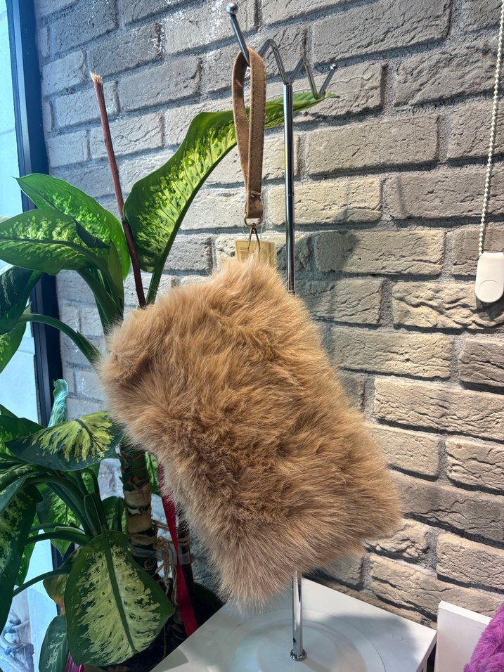 Beyaz Kürklü Bohem Kadın Çanta - Görsel 4