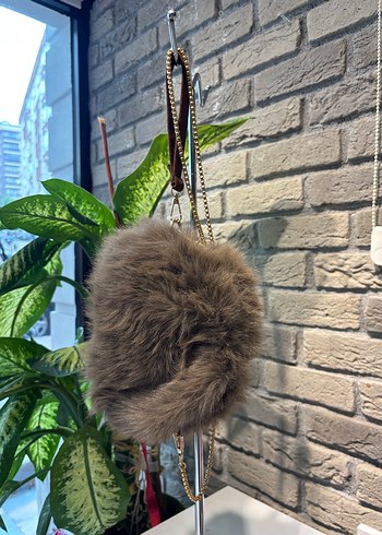 Kahverengi Kürklü  Kadın çanta - Görsel 3