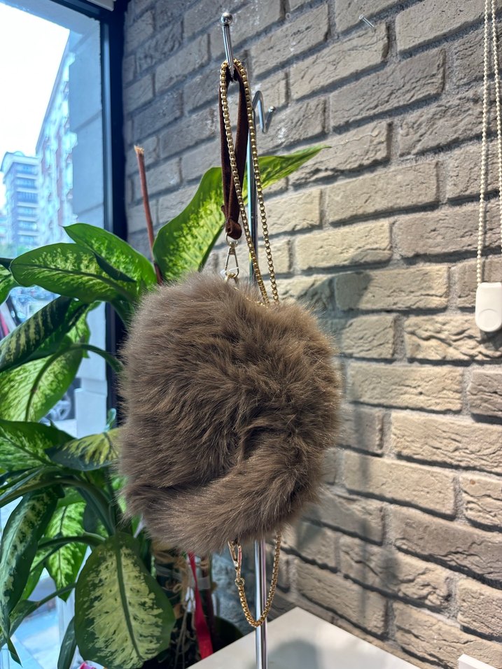 Kahverengi Kürklü  Kadın çanta - Görsel 3