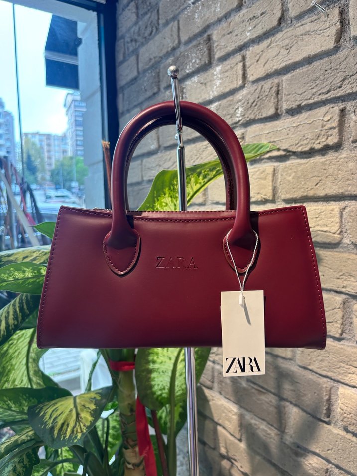 Bej Deri Kadın Çanta - Zara - Görsel 2