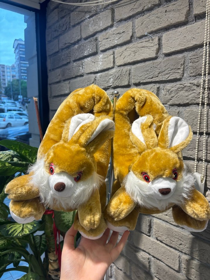 Kız Çocukları için Kürklü Tavşan Ev Terliği - Görsel 2