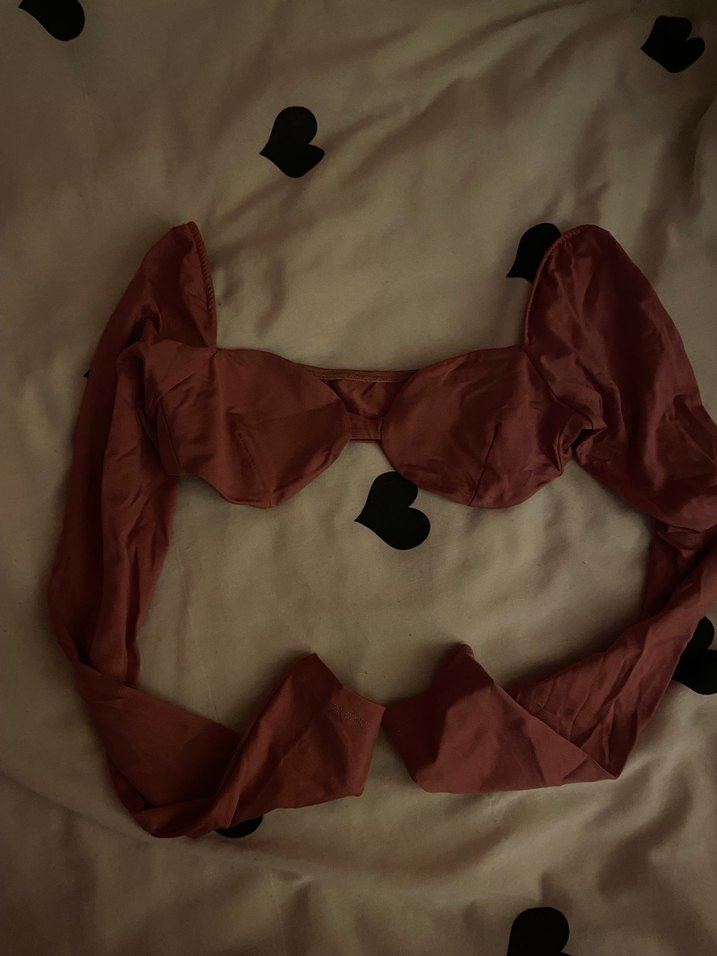 Uzun Kollu Pembe Minimalist bikini üstü - Görsel 2