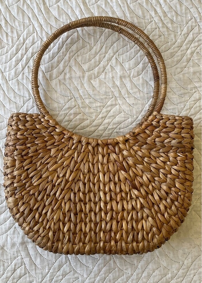 El yapımı hasır bambu çanta - Görsel 4
