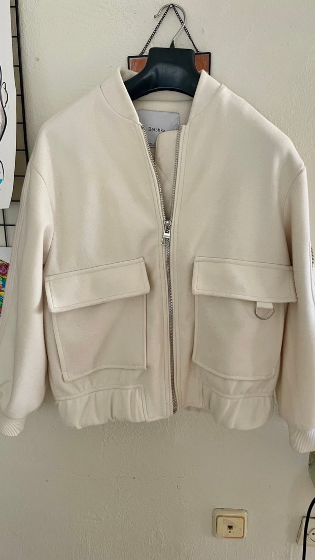 Bershka Beyaz Kadın bomber Ceket - Görsel 2
