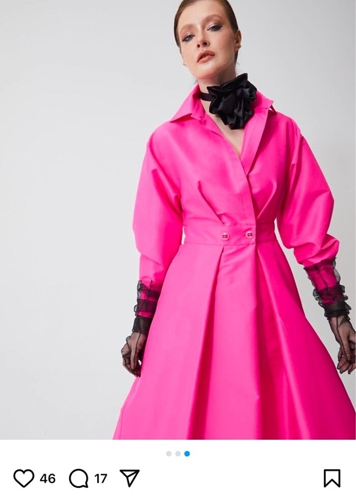 Gömlek yaka bel kemer detaylı elbise 38 beden - Görsel 3