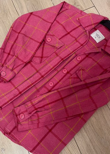 Pembe Ekose Düğmeli Kadın Gömlek - Görsel 2