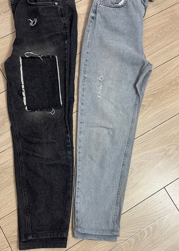 Nakışlı Yırtık Detaylı Gri Kadın Kot Pantolon - Görsel 3