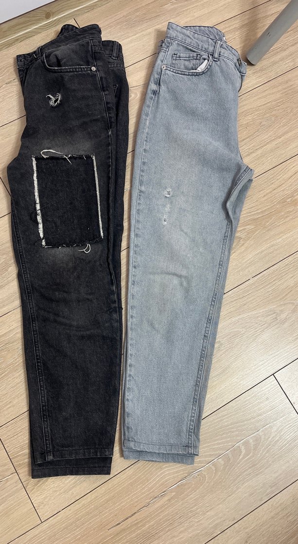 Nakışlı Yırtık Detaylı Gri Kadın Kot Pantolon - Görsel 3