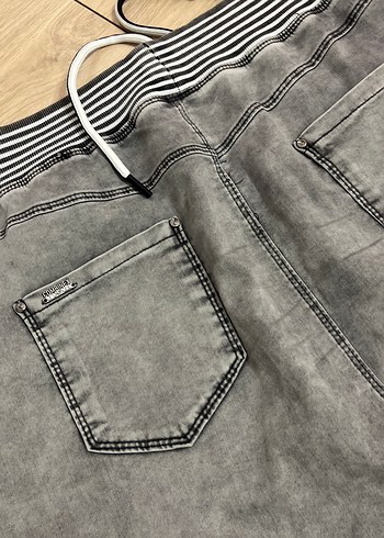 Düğmeli Gri Uzun Kot Etek - Görsel 5