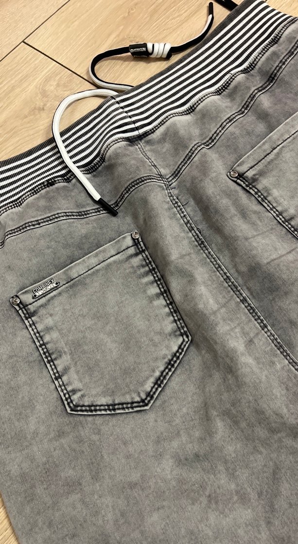 Düğmeli Gri Uzun Kot Etek - Görsel 5