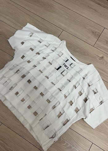 Beyaz Mini Kısa Kollu Kadın Tişört - Görsel 2