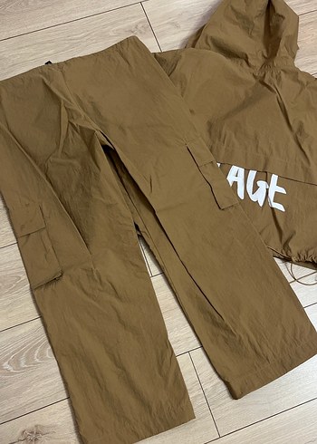 Kahverengi Kemerli Street Wear Kadın Pantolon takım - Görsel 4