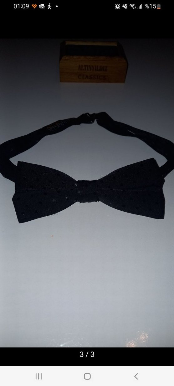 Klasik Siyah Erkek Papyon ve kol dugmesi - Görsel 3