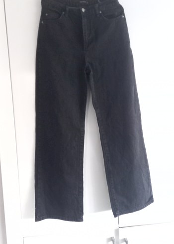 Kadın Siyah Bol Kesim Denim Pantolon
