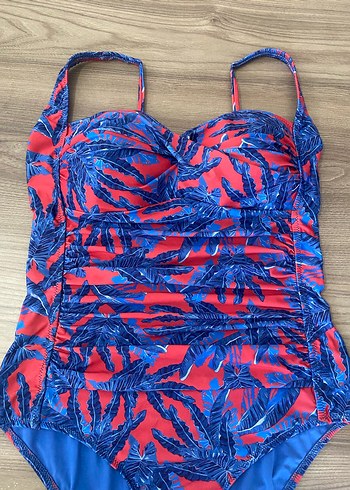 Mavi Desenli Strappy Kadın Mayo - Görsel 2