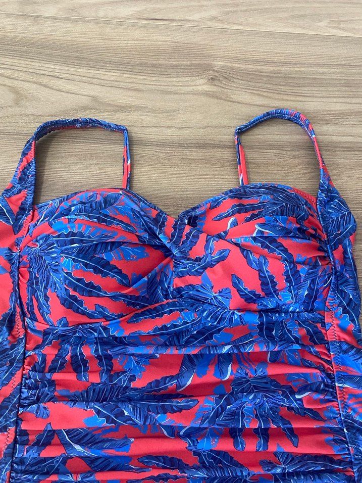 Mavi Desenli Strappy Kadın Mayo - Görsel 3