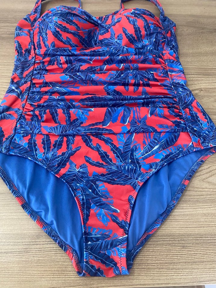 Mavi Desenli Strappy Kadın Mayo - Görsel 4